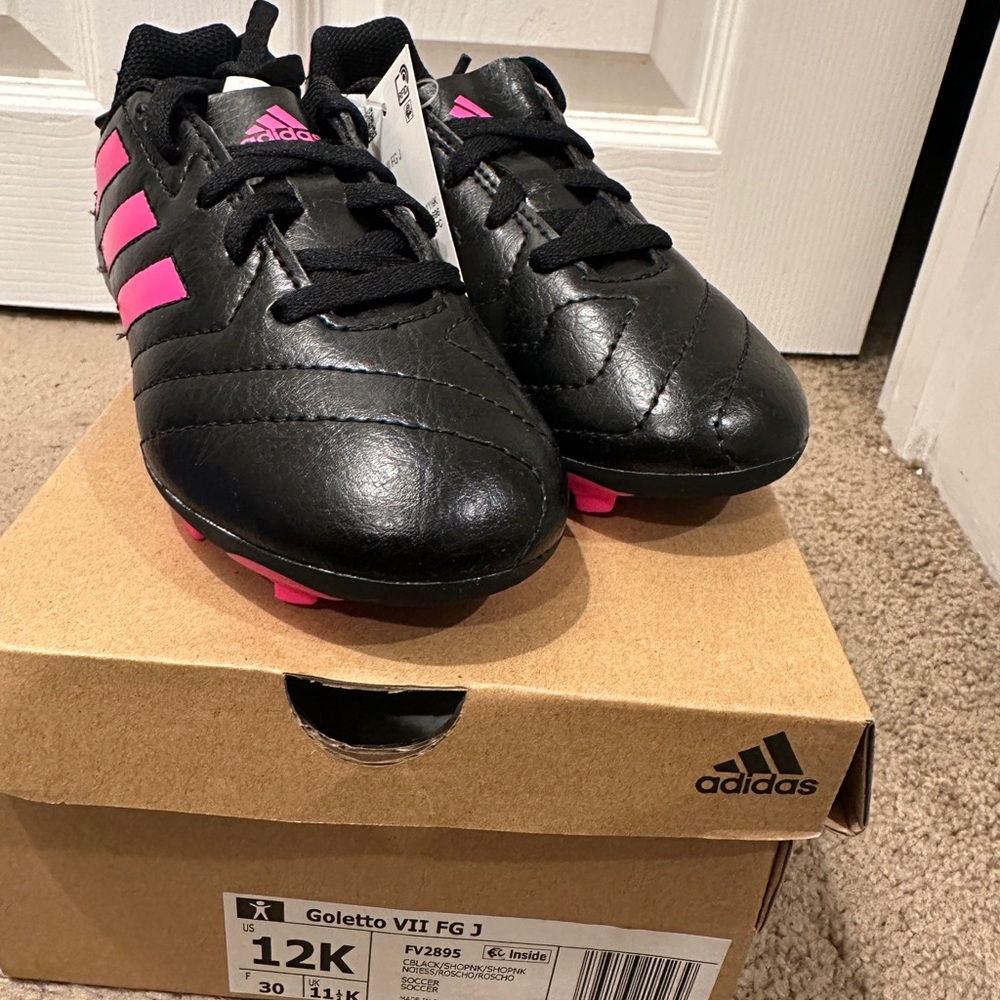 New Black Adidas Little Girl Cleats